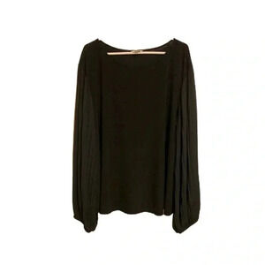 Cato Women’s Long-sleeve Black pleated Blouse Top Plus Sz. 26/28W